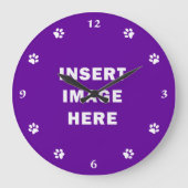 カスタムな時計のテンプレートの白い数および足のプリント ラージ壁時計 (正面)