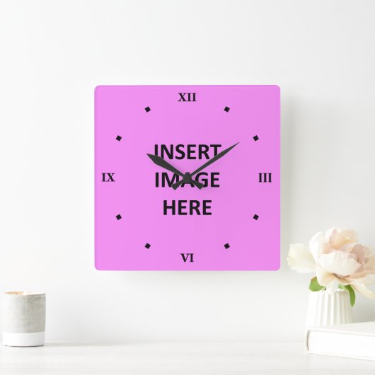 カスタムな時計のテンプレートの黒のローマ数字 スクエア壁時計 (ホーム)