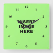 カスタムな時計のテンプレートの黒の書道数 スクエア壁時計 (正面)