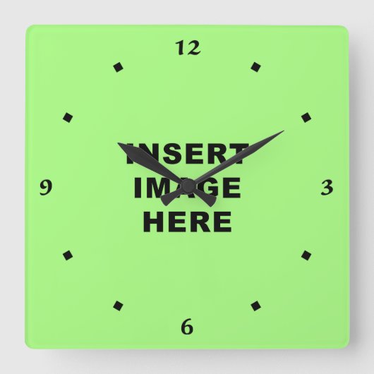 カスタムな時計のテンプレートの黒の書道数 スクエア壁時計 (正面)