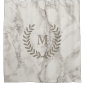 カスタムな暗灰色の月桂樹が付いているクラシックで白い大理石 シャワーカーテン (正面)