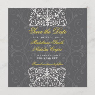 カスタムな木炭および白のヴィンテージは日付を救います セーブザデート