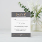 カスタムな木炭モダンな結婚RSVP 出欠カード (スタンド正面)