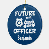 カスタムな未来の役人の男の赤ちゃんのクリスマスのオーナメント セラミックオーナメント (左)