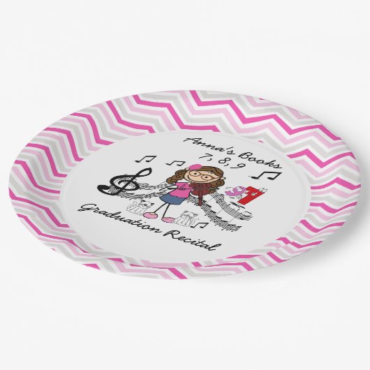 カスタムな棒の姿のバイオリンプレーヤーの紙皿 ペーパープレート (アングル)