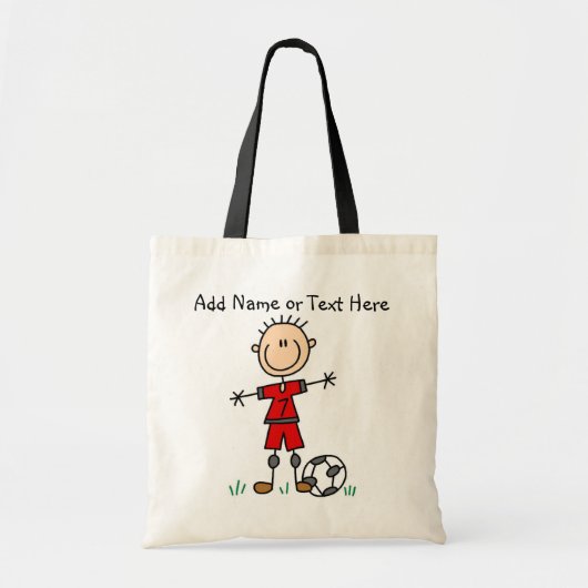 カスタムな棒の姿の赤いサッカーの選手のバッグ トートバッグ (正面)