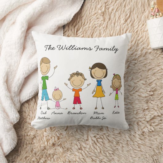 カスタムな棒の姿家族の枕 クッション (ブランケット)