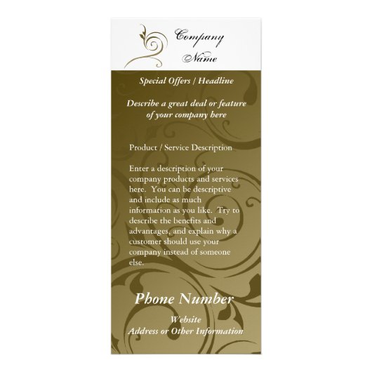 カスタムな棚カード、印刷するチョコレート渦巻のデザイン ラックカード (正面)