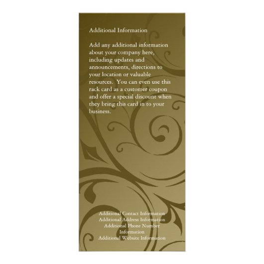 カスタムな棚カード、印刷するチョコレート渦巻のデザイン ラックカード (裏面)
