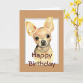 カスタムな概要の誕生日の水彩画のチワワ犬 カード (黄色い花)