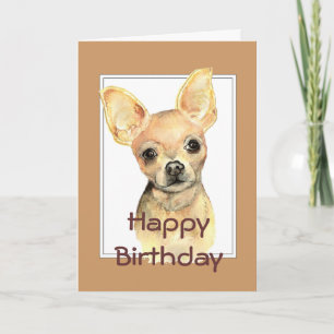カスタムな概要の誕生日の水彩画のチワワ犬 カード
