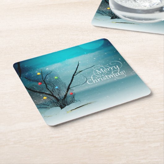 カスタムな正方形のコースター-メリークリスマス スクエアペーパーコースター (アングル)
