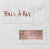 カスタムな毛のモダンのばら色の金ゴールドのタイポグラフィの大理石 名刺 (正面/裏面)