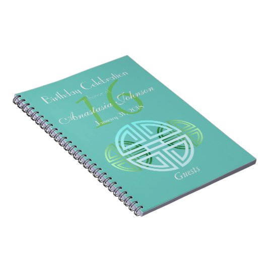 カスタムな水のミントの長寿のモチーフの誕生日のゲスト ノートブック (右側)