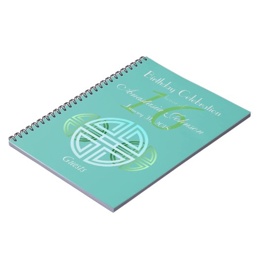 カスタムな水のミントの長寿のモチーフの誕生日のゲスト ノートブック (左側)