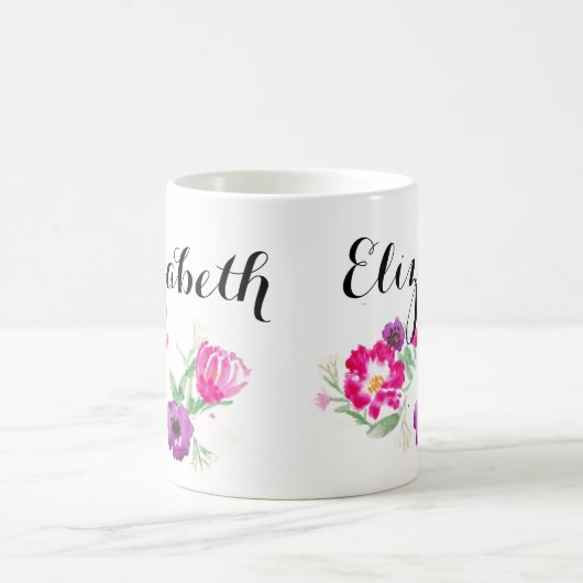 カスタムな水彩画によっては一流のマグが開花します コーヒーマグカップ (中央)