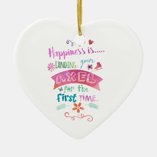 カスタムな氷のフィギュアスケートのGiftwareの幸福のスケート セラミックオーナメント (正面)