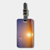 カスタムな海の日没のカモメ ラゲッジタグ (正面縦)