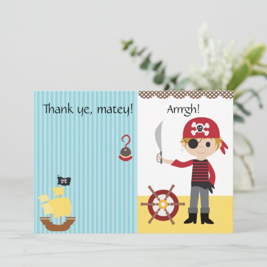 カスタムな海賊男の子は感謝していしています サンキューカード (スタンド正面)