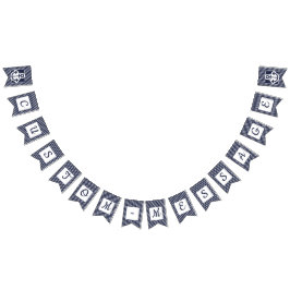 カスタムな海軍ストライプのでプレッピーないかりの旗布 バンティングフラッグ