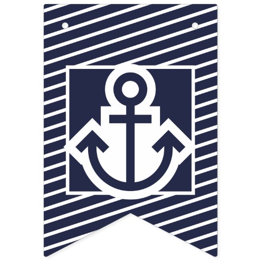 カスタムな海軍ストライプのでプレッピーないかりの旗布 バンティングフラッグ (第1の旗)