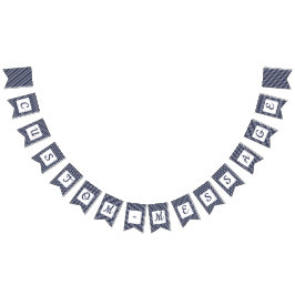 カスタムな海軍ストライプのでプレッピーな旗布 バンティングフラッグ