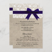 カスタムな海軍及び白いレースの調節または方向 エンクロージャーカード (正面/裏面)