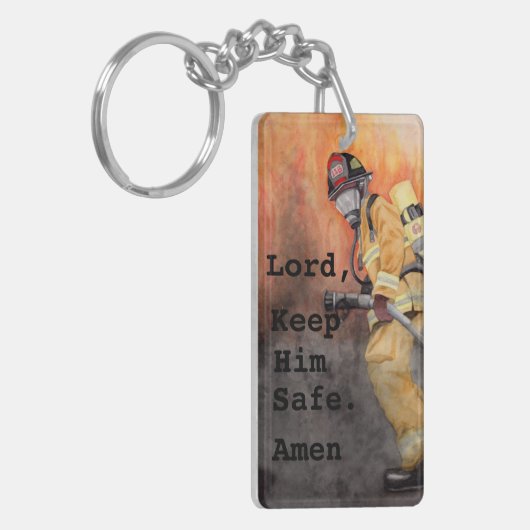 カスタムな消防士のKeychainの消防士の妻の祈りの言葉 キーホルダー (正面左)