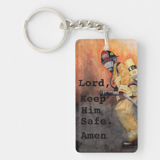 カスタムな消防士のKeychainの消防士の妻の祈りの言葉 キーホルダー (正面)