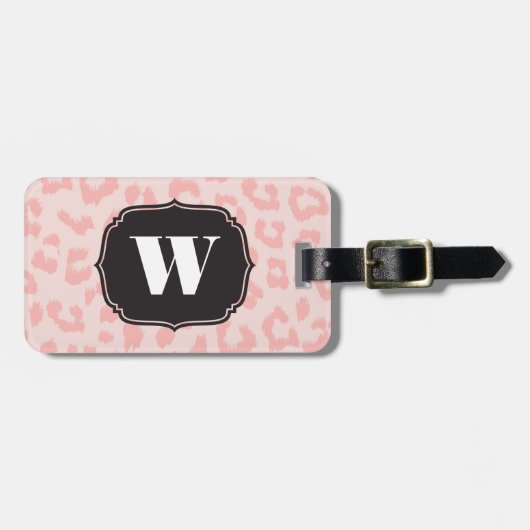 カスタムな淡いピンクのヒョウのプリント ラゲッジタグ (正面横)