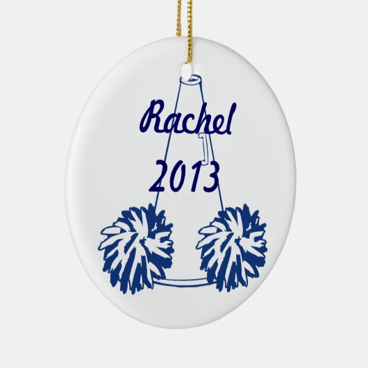 カスタムな濃紺のチアリーティングのオーナメント セラミックオーナメント (右)