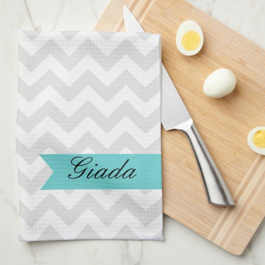 カスタムな灰色のジグザグ形の台所タオル キッチンタオル (四つ折り)