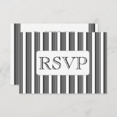 カスタムな灰色のストライプRSVPカード 招待状 (正面/裏面)