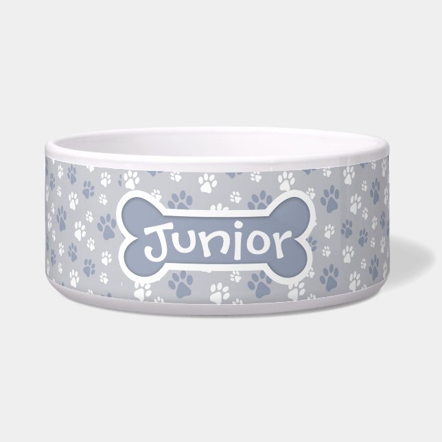 カスタムな灰色の足のプリントのペットボウルのモダン ボウル (正面)