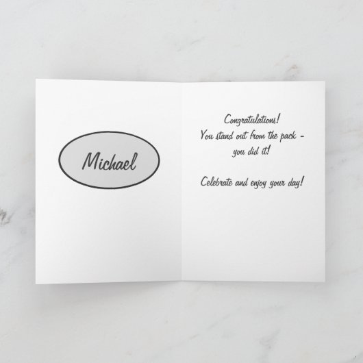 カスタムな灰色の黒い迷彩柄のカムフラージュのお祝い カード (内部)