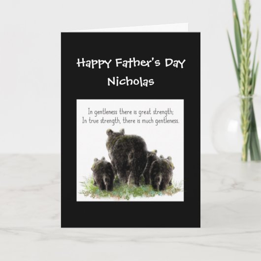 カスタムな父の日のPoppaくまの妻及び子供のユーモア カード (正面)