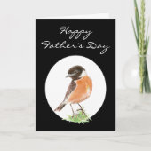 カスタムな父の日Stonechatの水彩画の鳥 カード (正面)
