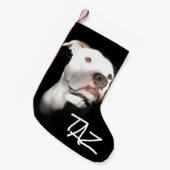 カスタムな犬の名前の写真 スモールクリスマスストッキング (正面 (吊り時))