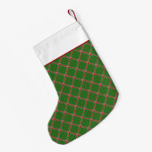 カスタムな犬の品種赤い及び緑の格子縞 スモールクリスマスストッキング (裏面 (吊り時))