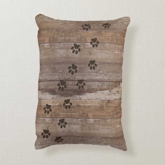 カスタムな犬の記念の素朴な木製の一見 アクセントクッション (裏面(縦))