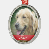 カスタムな犬ペット写真および名前または日付 メタルオーナメント (左)