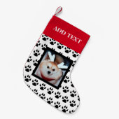 カスタムな犬ペット写真のかわいいポメラニア犬の足のプリント スモールクリスマスストッキング (正面 (吊り時))