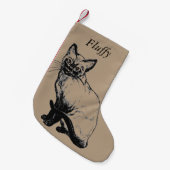 カスタムな猫のクリスマスのストッキング-あなたの猫の名前を加えて下さい スモールクリスマスストッキング (正面 (吊り時))