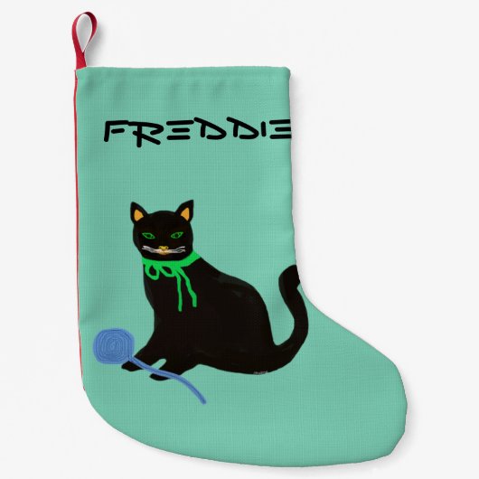 カスタムな猫のデザインのクリスマスのストッキング スモールクリスマスストッキング (正面)