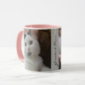 カスタムな猫2の写真のテンプレートのピンクの灰色のマグ マグカップ (正面左)