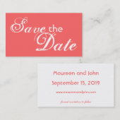 カスタムな珊瑚の背部保存日付の結婚式の招待状 名刺 (正面/裏面)