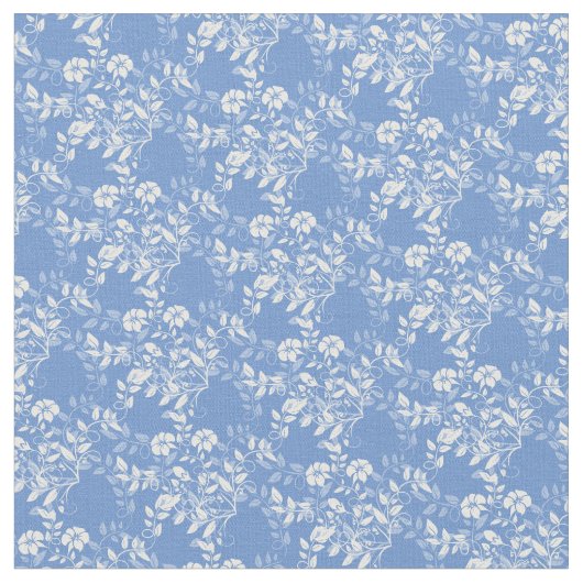 カスタムな生地フランス人の青及び白い花柄 ファブリック (クローズアップ)
