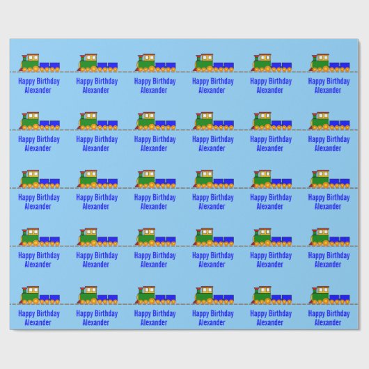 カスタムな男の子のハッピーバースデーの列車 ラッピングペーパー (フラット)