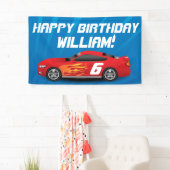 カスタムな男の子のレースカーの誕生会 横断幕 (インサイチュ)