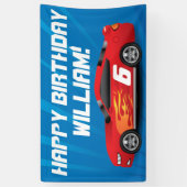 カスタムな男の子のレースカーの誕生会 横断幕 (縦)